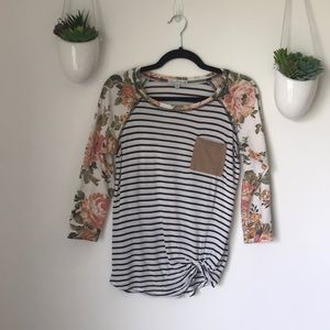 Moa Moa mixed print quarter sleeve top